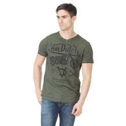 T-shirt Col V Homme Von Dutch Lew Imprimé Kaki