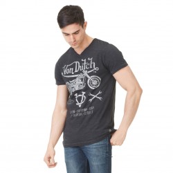 T-shirt Col V Homme Von Dutch Lew Imprimé Noir