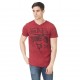 T-shirt Col V Homme Von Dutch Lew Imprimé Rouge
