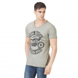 T-shirt Col V Homme Von Dutch Orsen Imprimé Gris