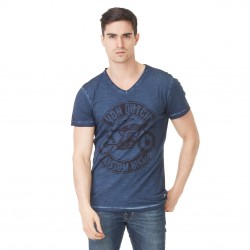 T-shirt Col V Homme Von Dutch Orsen Imprimé Bleu
