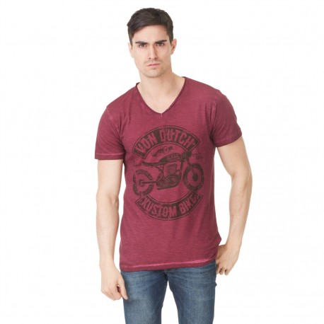 T-shirt Col V Homme Von Dutch Orsen Imprimé Rouge