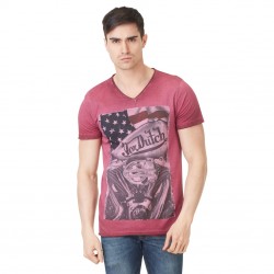 T-shirt Col V Homme Von Dutch Star Imprimé Rouge