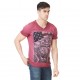 T-shirt Col V Homme Von Dutch Star Imprimé Rouge