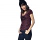 T-shirt Col V Femme Von Dutch Fauve Imprimé Multicolore