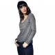 T-shirt Col V Femme Von Dutch Flavy Logo Noir