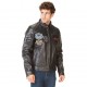 Veste en cuir homme Von Dutch Biker Noir