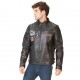 Veste en cuir homme Von Dutch Biker Noir