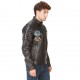 Veste en cuir homme Von Dutch Biker Noir