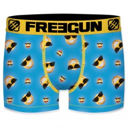 Boxer homme Emotik Lunettes Bleu et Jaune