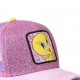 Casquette Capslab trucker Looney Tunes Tweety rose pailleté