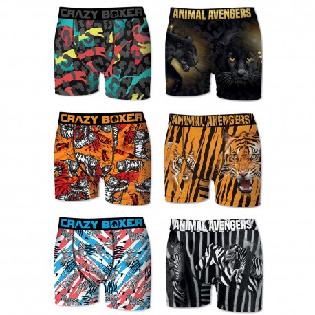 Lot de 6 boxers  Homme En Microfibre, Crazy Boxer