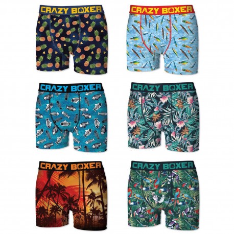 Lot De 6 Boxers Homme En Microfibre, Crazy Boxer