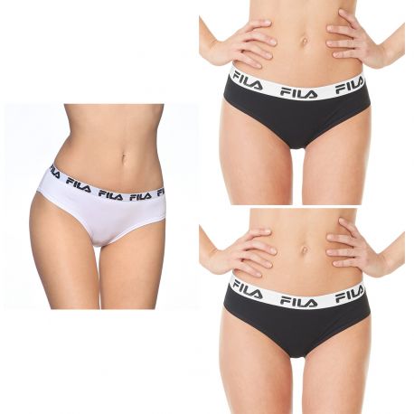 Lot de 3 Culottes femme coton Fila 6064 Noir et Blanc