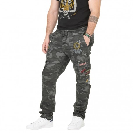 Pantalon Toile Homme Von Dutch War Camouflage Gris
