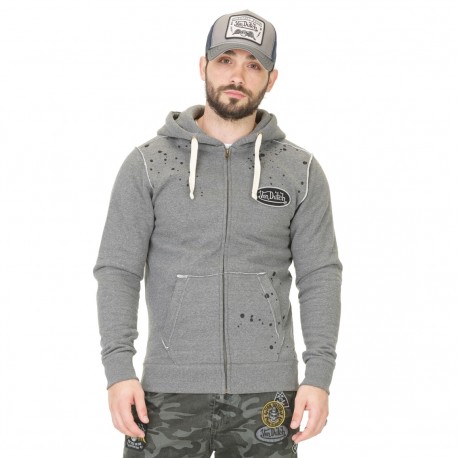 Sweat Zippé à Capuche Homme Von Dutch Eyes Gris