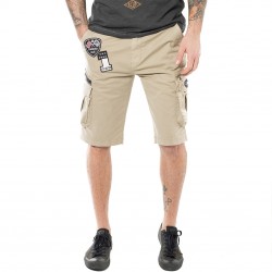 Bermuda homme Von Dutch Beige avec patchs brodés