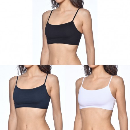 Lot de 3 brassières coton Fila FU6062 Navy, Noir et Blanc