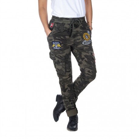 Pantalon Toile Femme VONDUTCH War Imprimé Camouflage