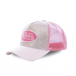 Casquette trucker Von Dutch Flakes Argent et Rose