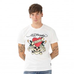 T-shirt homme Ed Hardy Dal-Skull Strass Blanc