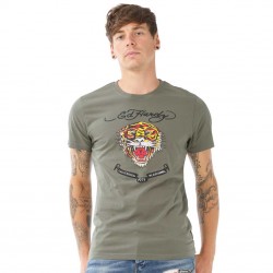 T-shirt homme Ed Hardy Hard Tiger Vert Kaki