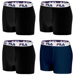 Lot de 4 Boxers Coton homme Fila 5016 Noir et Bleu
