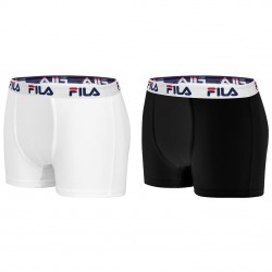 Lot de 2 Boxers Coton homme Fila 5016 Noir et Blanc