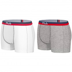 Lot de 2 Boxers Coton homme Fila 5020 Gris et Blanc