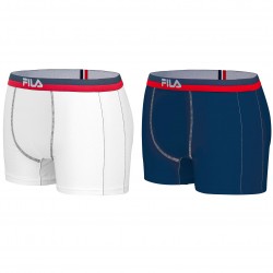 Lot de 2 Boxers Coton homme Fila 5020 Blanc et Bleu