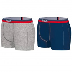 Lot de 2 Boxers Coton homme Fila 5020 Bleu et Gris