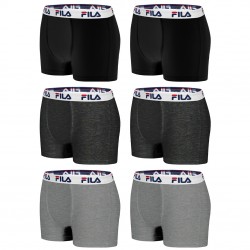 Lot de 6 Boxers Coton homme Fila 5040 Noir et Gris