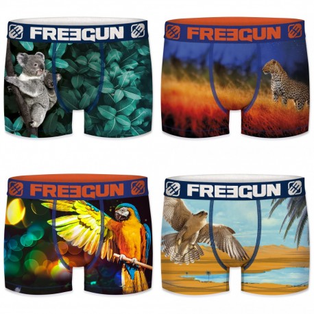 Lot de 4 Boxers en polyester recyclé homme Tropic Animals - FG/1/BM/PK4/00C 
