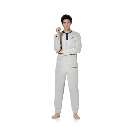 Ensemble pyjama long homme t-shirt col tunisien