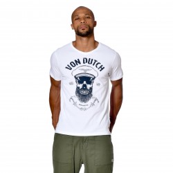 T-shirt homme col V coupe droite imprimé devant