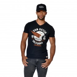T-shirt homme col V coupe ajustée imprimé devant Unit