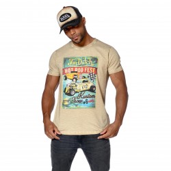 T-shirt homme col rond coupe droite effet usé print devant Fest
