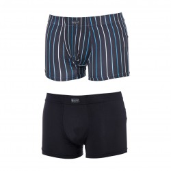 Boxer Homme Noir Rayé Et Noir Uni