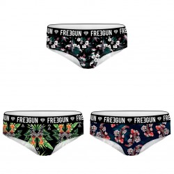 Lot de 3 Boxers Femme MISS FREEGUN Fleurs Multicoloree