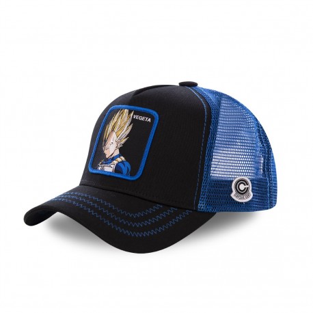 Casquette Capslab Dragon Ball Z Vegeta Saiyan Noir Filet Bleu