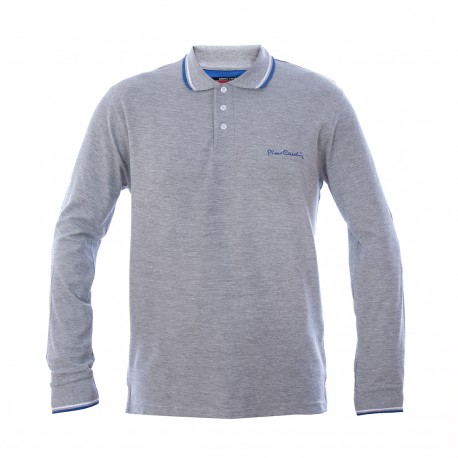 Polo Homme Uni Gris Chiné PIERRE CARDIN