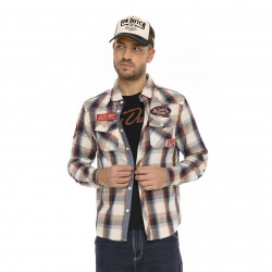 Chemise à carreaux à manches longues homme avec patchs Power