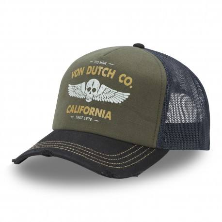 Casquette trucker avec filet effet bambou et print devant Crew
