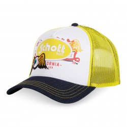 Casquette trucker avec filet en twill et denim Schott Patches