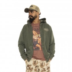 Sweat zippé à capuche homme terry en acid wash Cruz