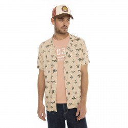 Chemise homme manches courtes en viscose imprimée Iso