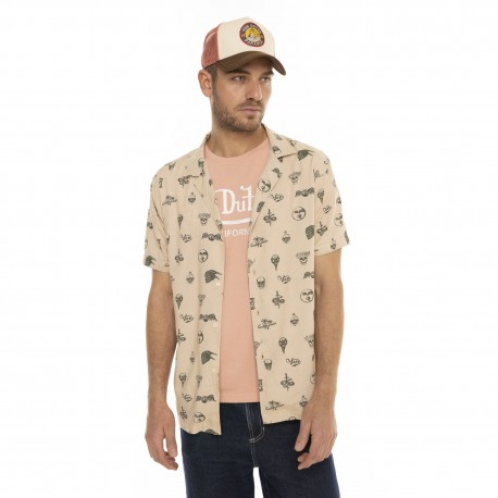 Chemise homme manches courtes en viscose imprimée Iso