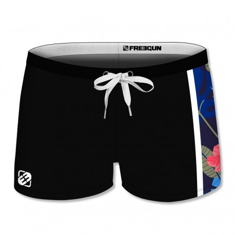 Boxer de bain enfant avec empiècement imprimé Hibiscus