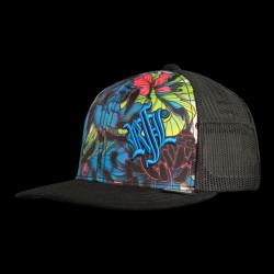 Casquette snapback visière plate imprimée et logo brodé Blue Flower