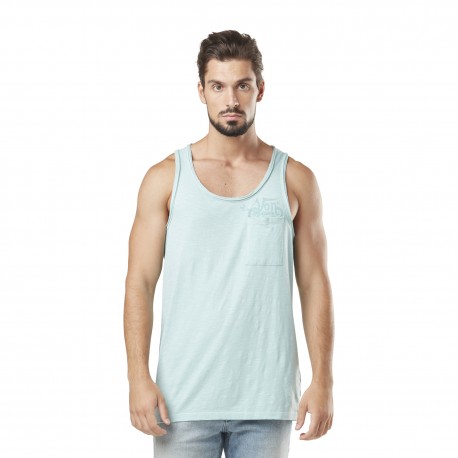Débardeur homme avec poche en slub et print Chill Sage